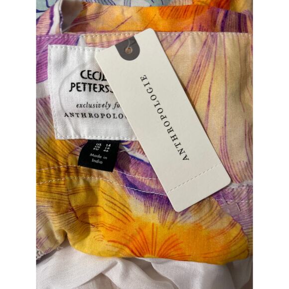 Anthropologie X Cecilia Pettersson Floral Tie-Front Midi Dress Sz 14 Cottagecore - Picture 13 of 14